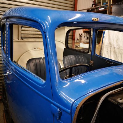 Freshly painted exterior of customer's mark 2 Austin Ruby